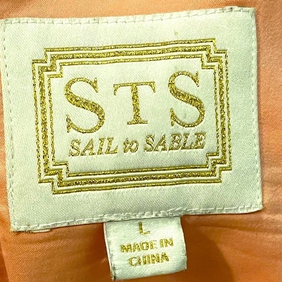 STS Sail to Sable Melon Jacquard Top Short Sleeve Neon Hot Pink Trim Zip Large - Picture 4 of 9